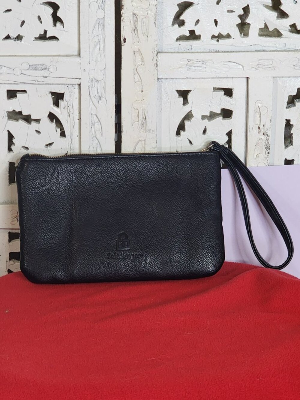Safe Keeper Black High Quality Soft Faux Leather w/Gold Accents Security Wallet